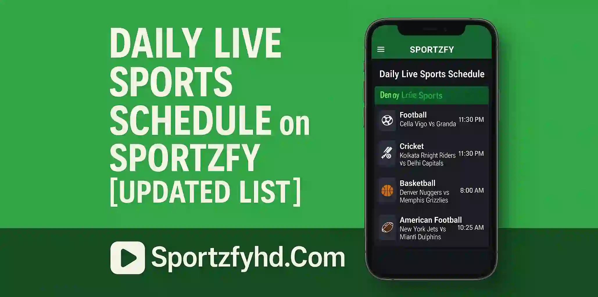 Daily Live Sports Schedule on Sportzfy [Updated List]